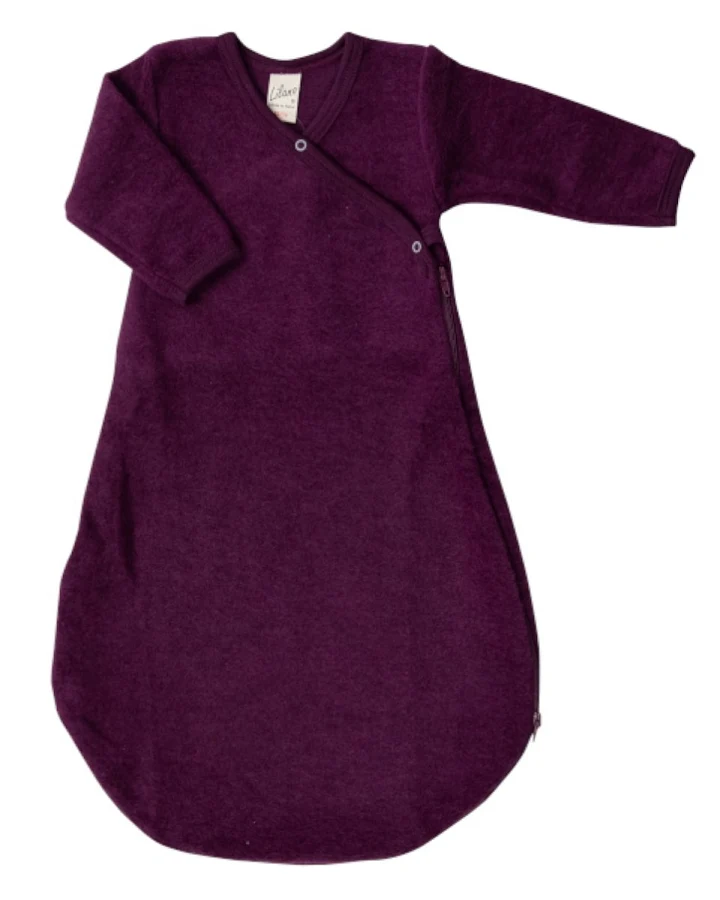 Lilano Schlafsack Baby Bio-Merinowolle Frottee-Plüsch beere Gr.50/56
