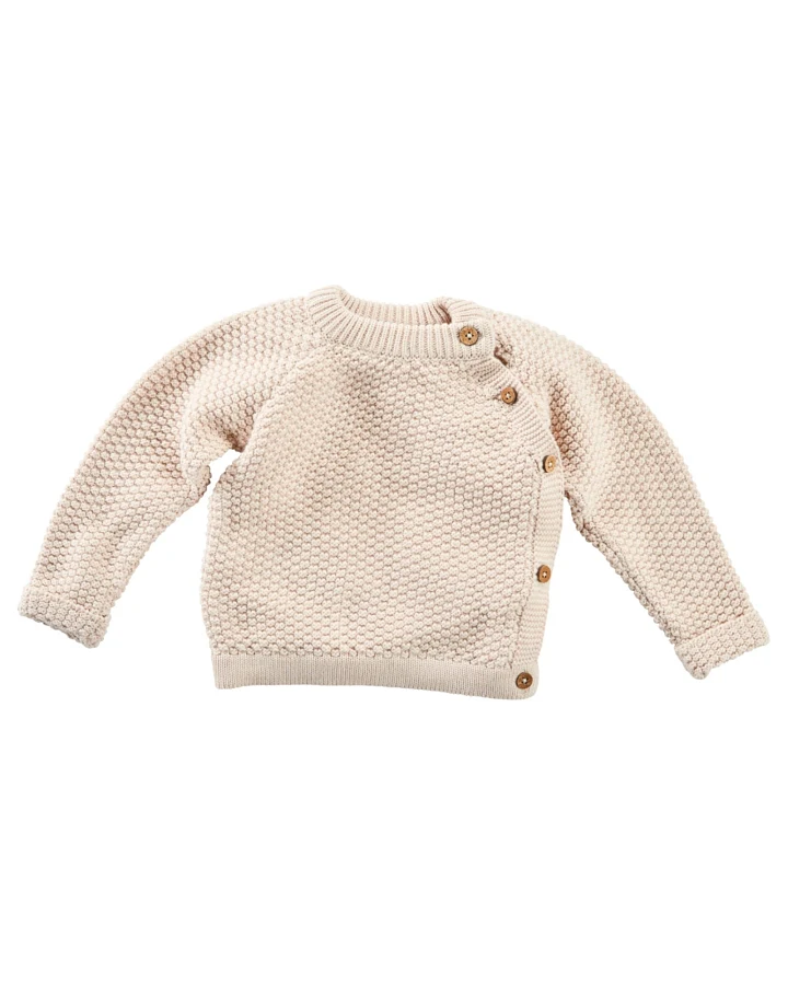 Baby Jacke Perl-Strick Bio-Baumwolle beige melange Gr.62/68