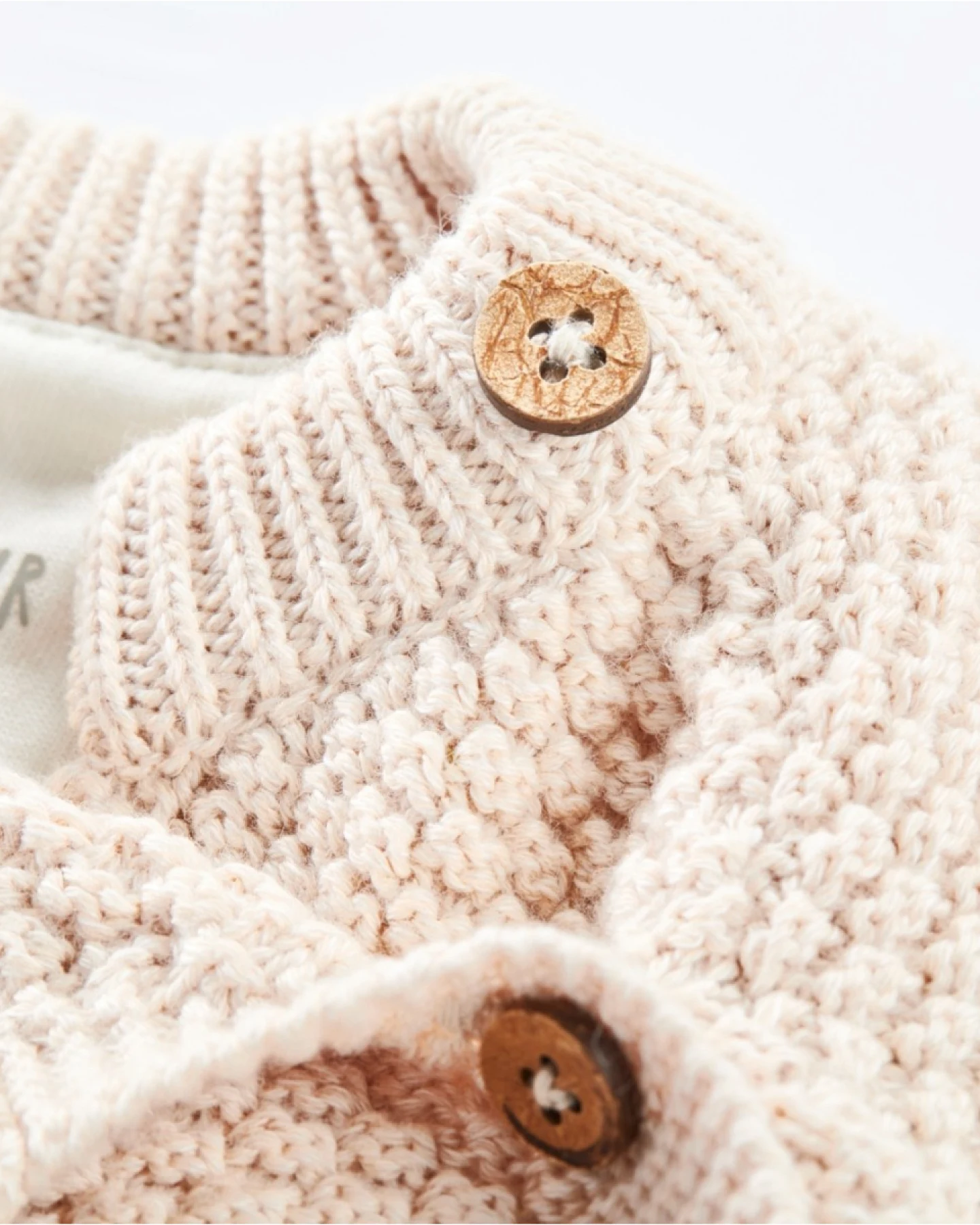Baby Jacke Perl-Strick Bio-Baumwolle beige melange Gr.62/68 – Ansicht 2