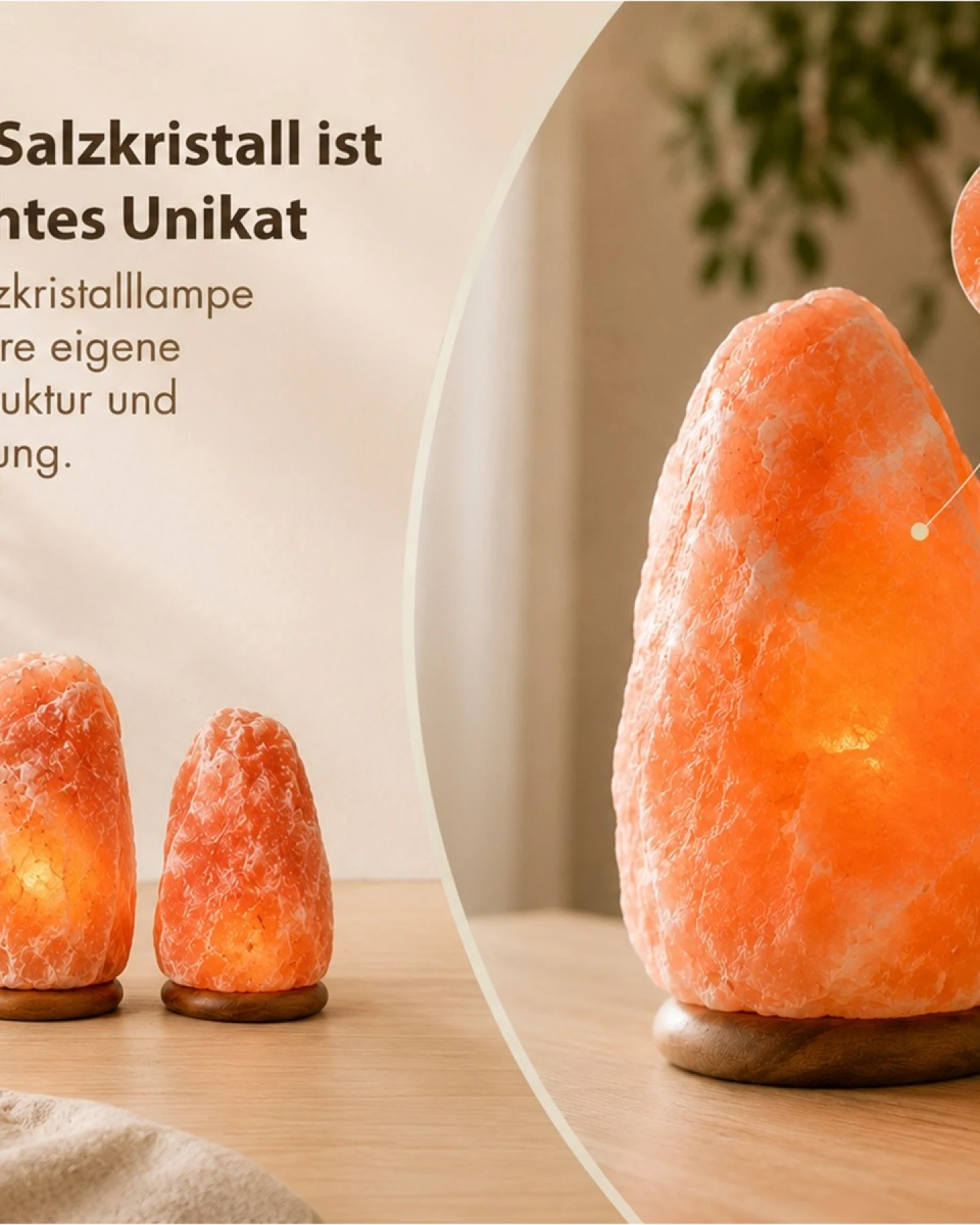 Beleuchteter Salzkristall "Rock" Höhe ca. 30 cm, Gewicht ca. 7-10 kg – Ansicht 2