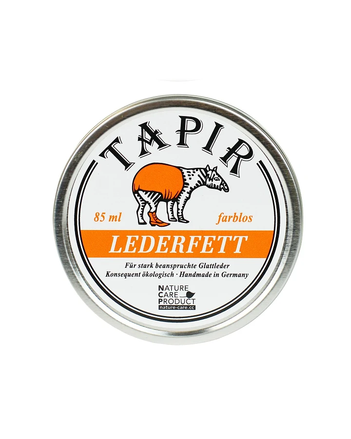 Produktseite: Tapir Lederfett farblos 85 ml in der Metalldose