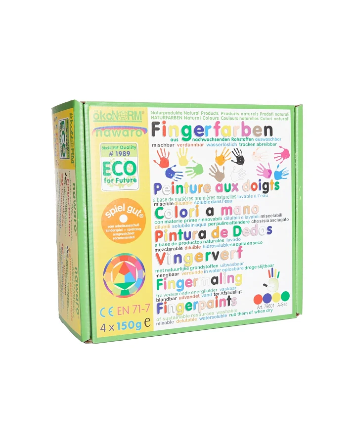 ökoNORM nawaro tropffreie Fingerfarben 4 Farben rot, gelb, grün, blau