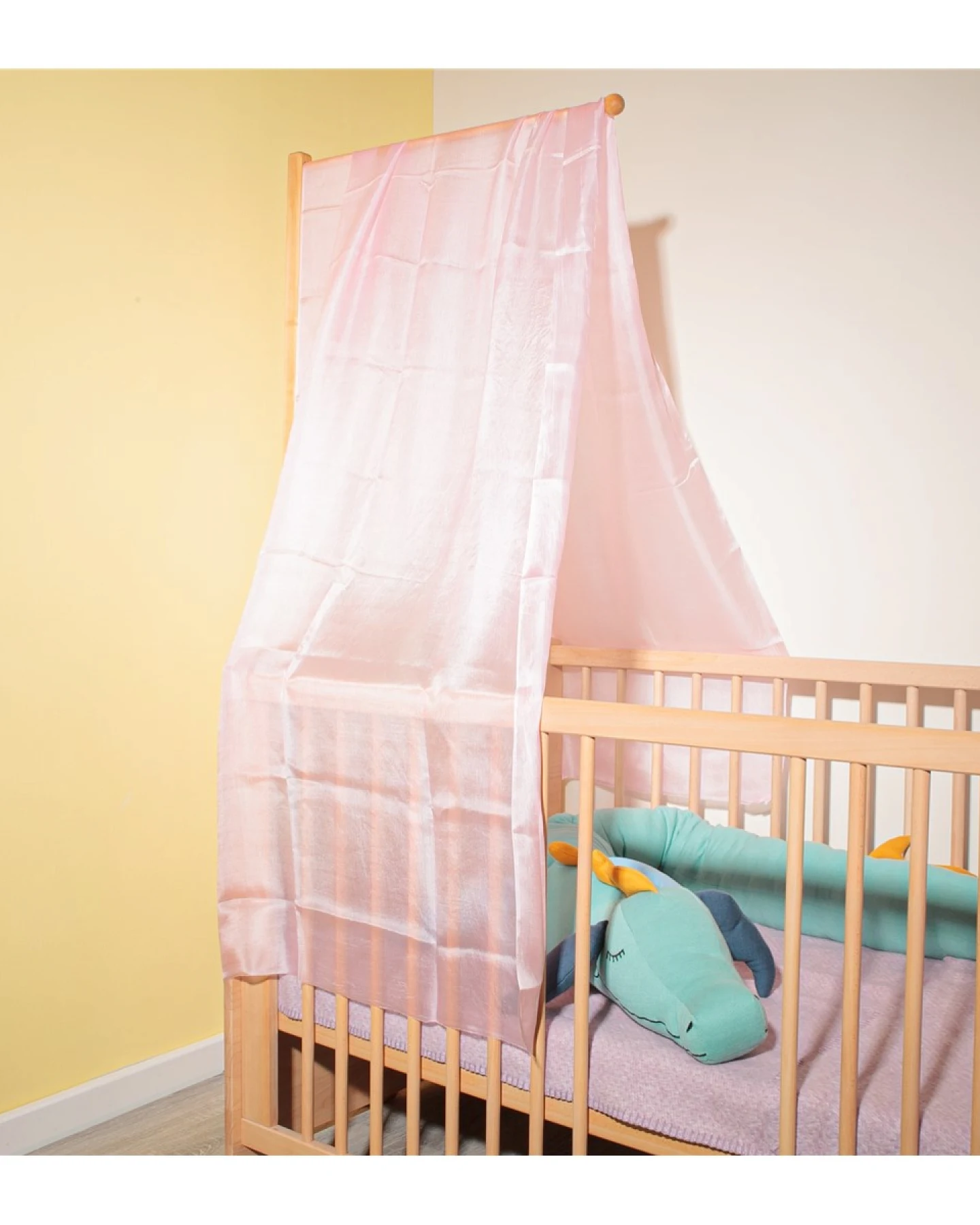 Himmel für Wiege und Stubenwagen, Seide, rosa 90 x 250 cm – Ansicht 2