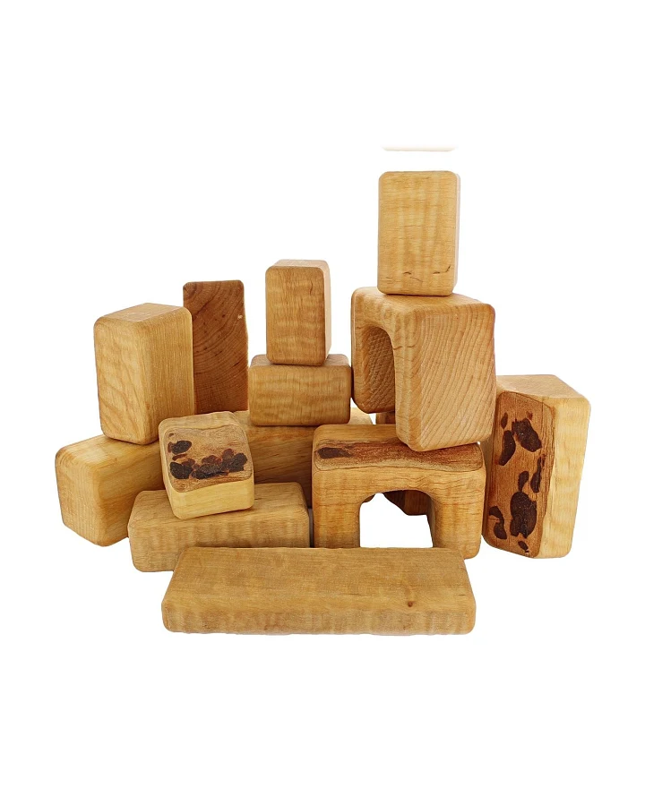 Holzbausteine natur, Erlenholz 14-teilig