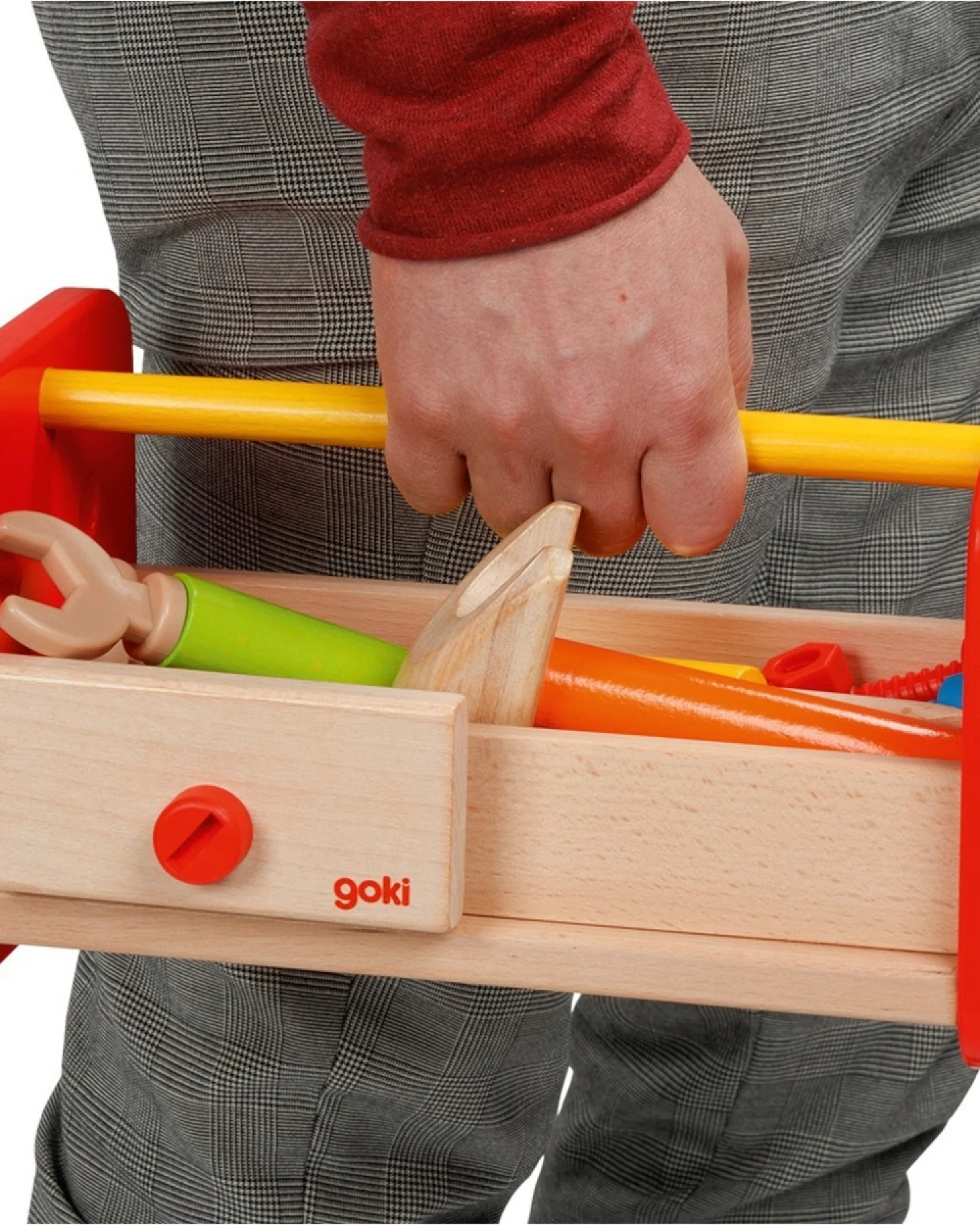goki Kinder Werkbank Werkzeugkiste aus Holz 16-teilig 27,5 x 17,5 x15 cm – Ansicht 2