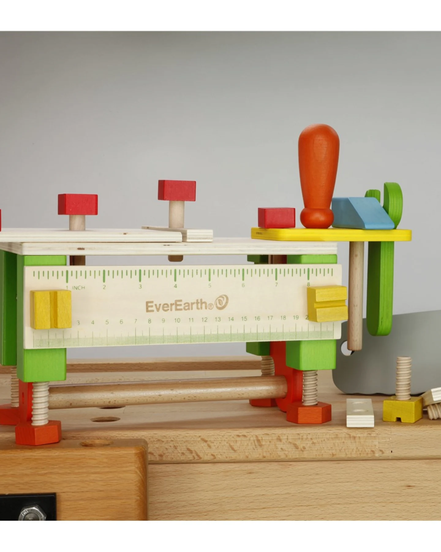 EverEarth Werkzeugkasten Werkbank für Kinder aus Holz 25-teilig Maße 13 x 21,4 x 11,4 cm – Ansicht 2