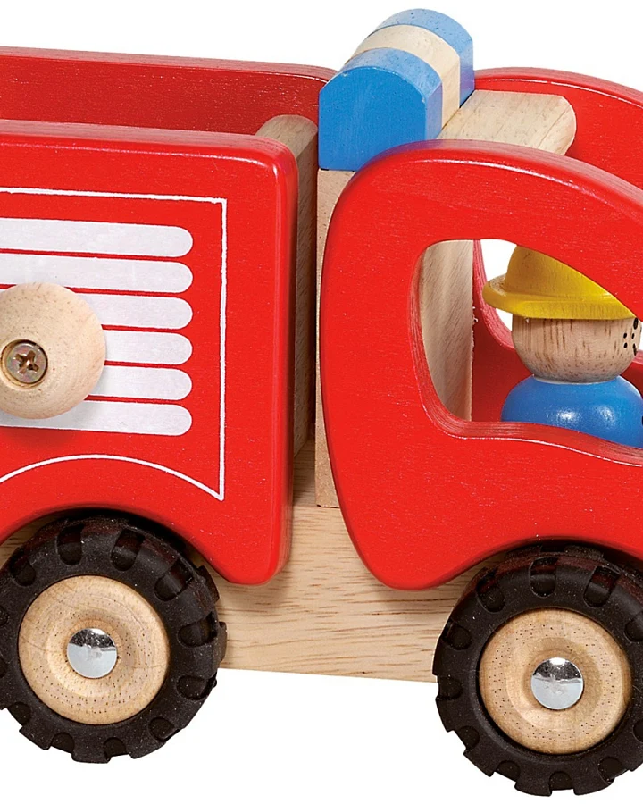 goki Feuerwehrwagen aus Massivholz 16,7x9,1x10,5 cm