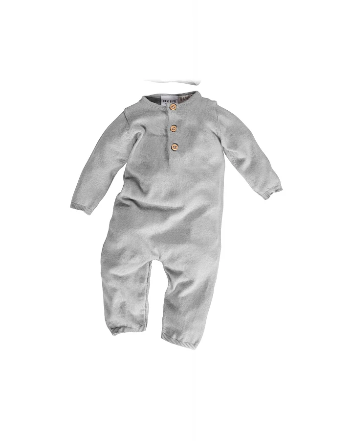 Baby Overall Baumwolle Strick hellgrau melange Gr.50/56