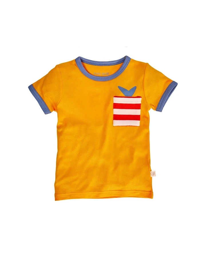 Kinder T-Shirt Bio-Baumwolle orange mit Tasche Gr.98/104
