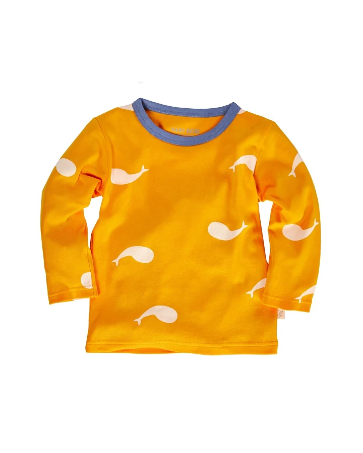 Kinder Langarmshirt Bio-Baumwolle Wal orange Gr.122/128