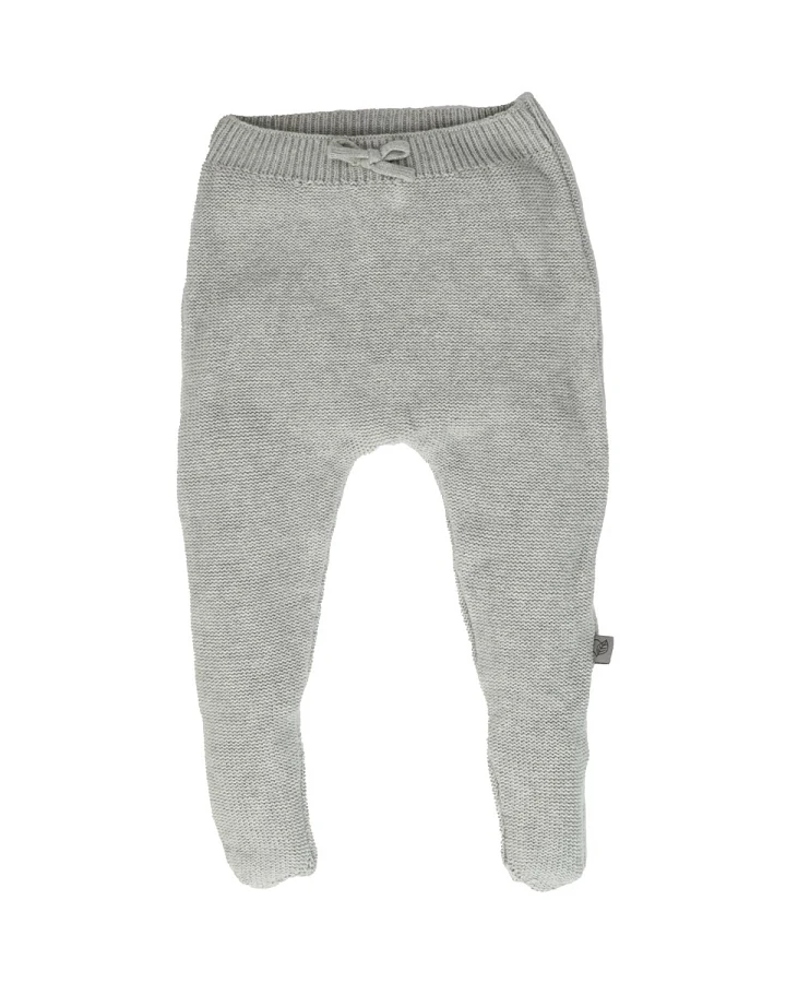 Baby Hose mit Füßchen Baumwolle Strick hellgrau melange Gr.50/56
