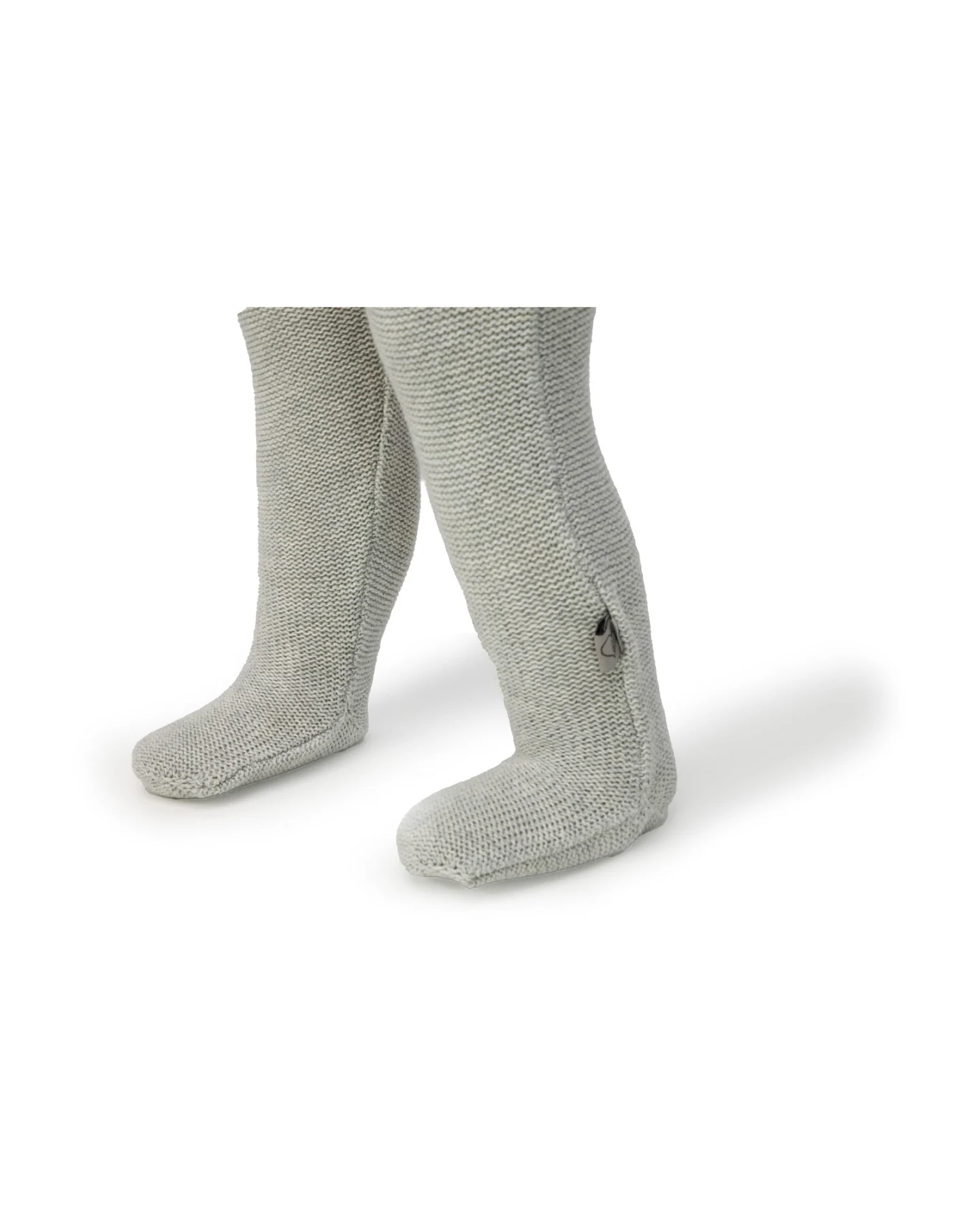 Baby Hose mit Füßchen Baumwolle Strick hellgrau melange Gr.50/56 – Ansicht 2