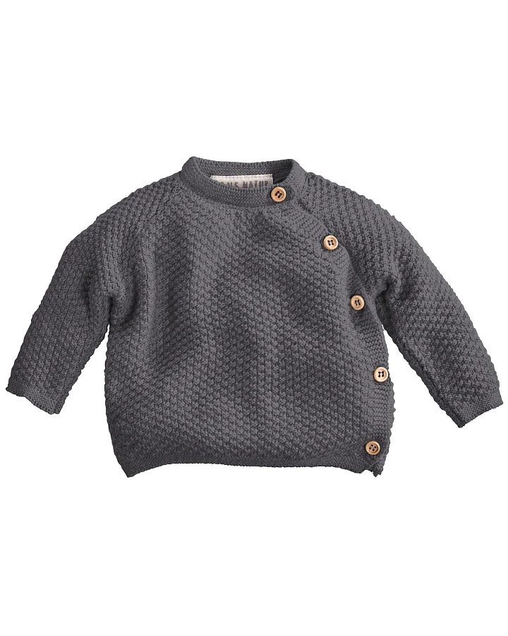Baby Jacke Schlüttli Baumwolle Strick dunkelgrau melange Gr.62/68