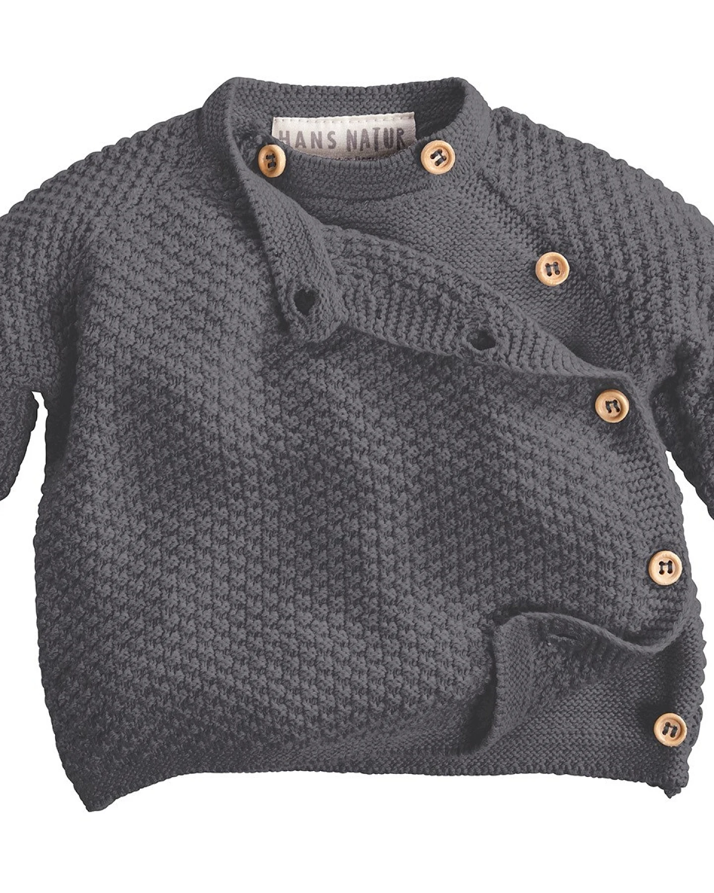 Baby Jacke Schlüttli Baumwolle Strick dunkelgrau melange Gr.86/92 – Ansicht 2