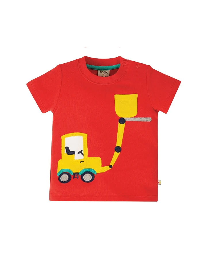 Frugi Baby und Kinder T-Shirt Truck rot Gr.4 (12-18 Monate)