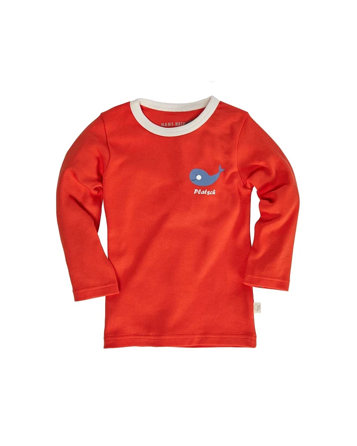 Kinder Langarmshirt Bio-Baumwolle rot mit Druck Gr.98/104