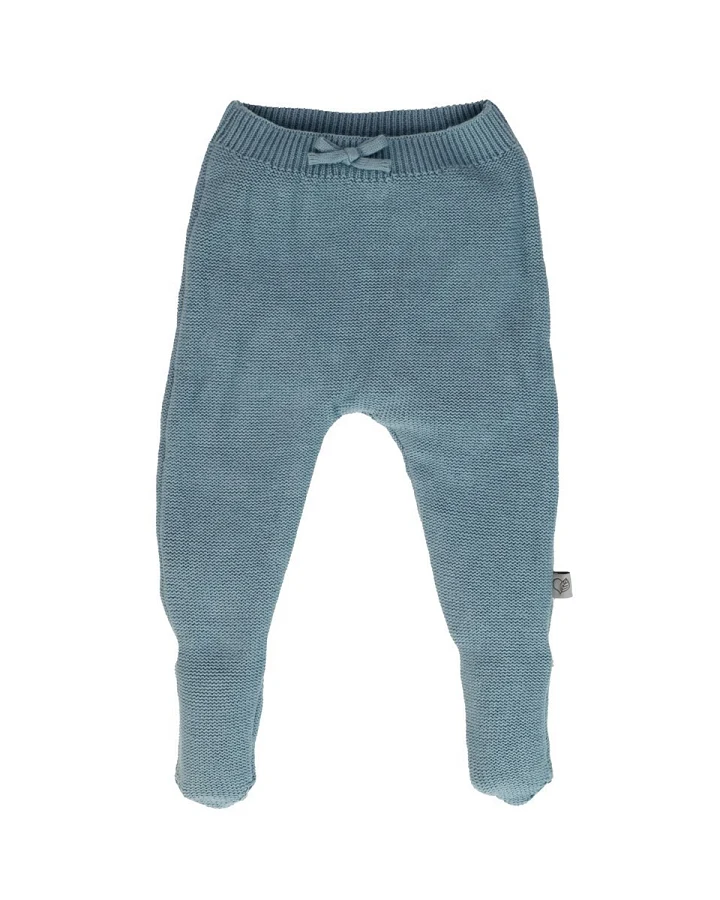 Baby Hose mit Füßchen Bio-Baumwolle Strick blau Gr.50/56