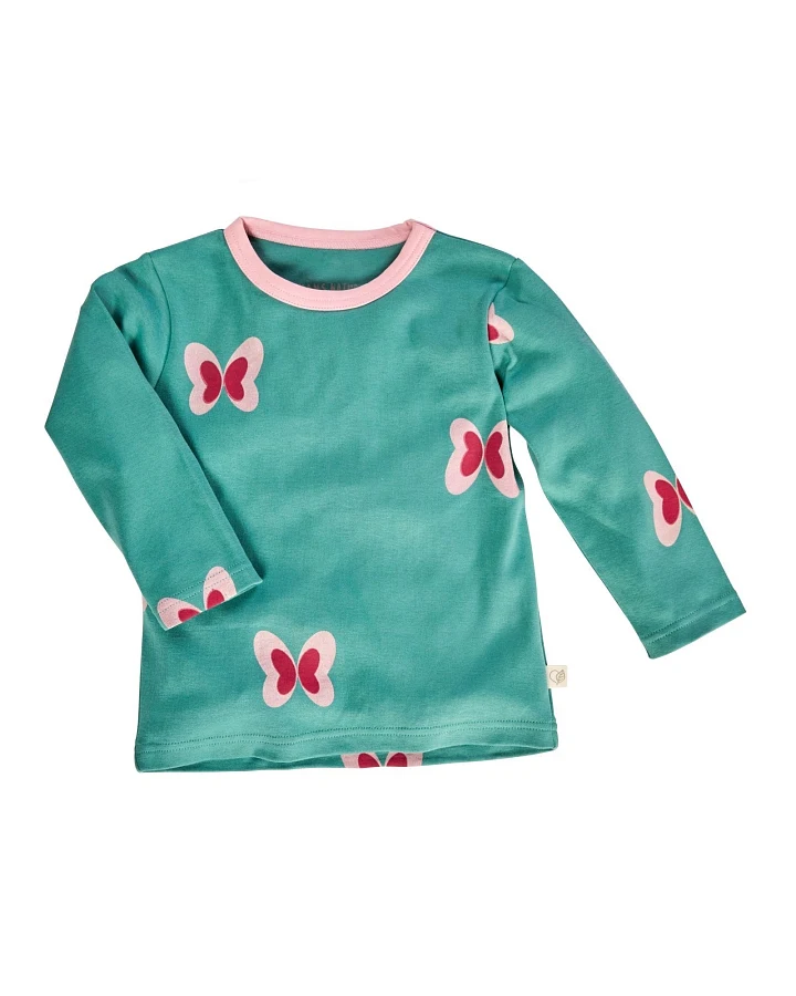 Kinder Langarmshirt Bio-Baumwolle Schmetterling rosa Gr.86/92