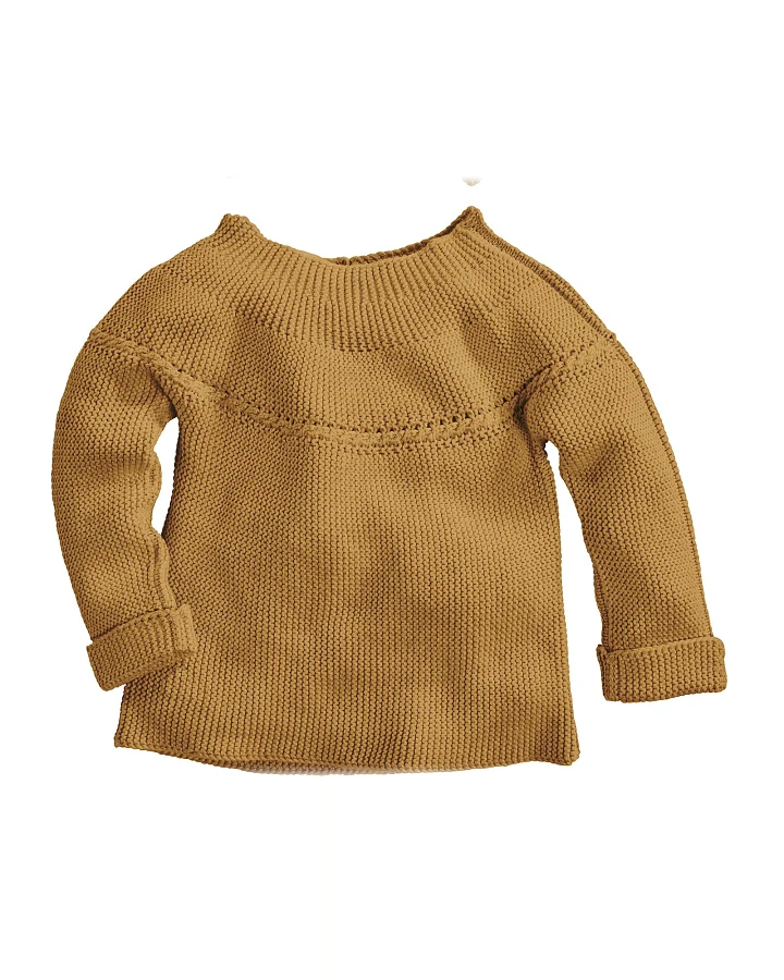 Kinder Pullover Bio-Baumwolle Strick curry Gr.98/104