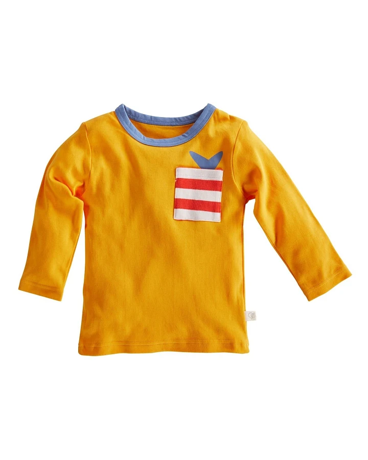 Kinder Langarmshirt Bio-Baumwolle orange mit Tasche Gr.86/92