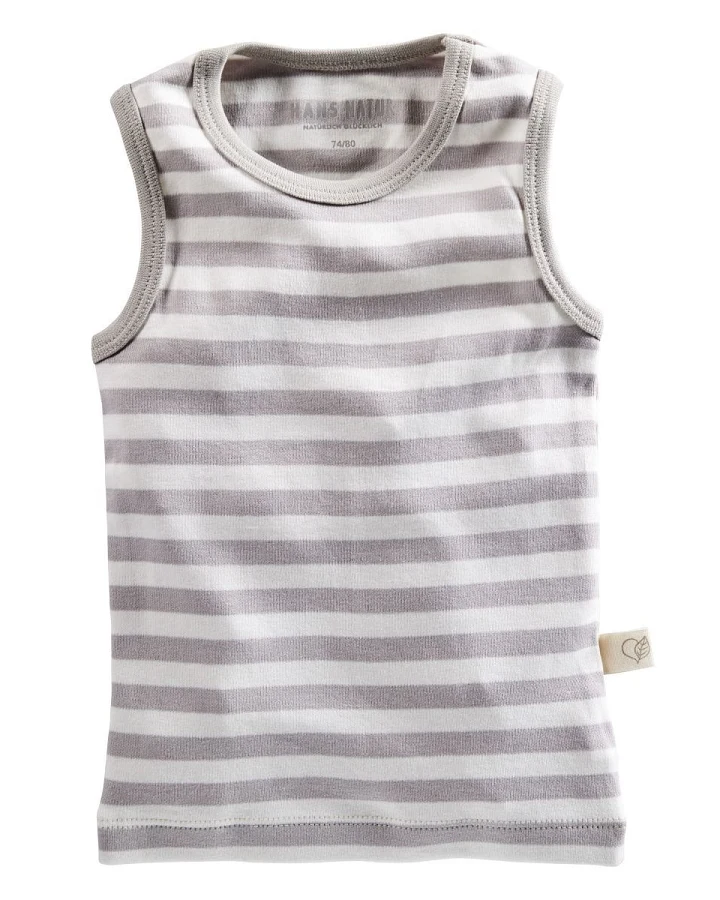 Baby und Kinder Unterhemd Bio-Baumwolle grau-off white Gr.98/104