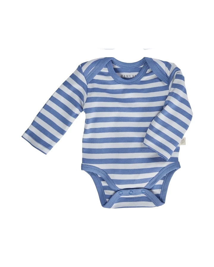 Baby Langarmbody Bio-Baumwolle blau-off white Gr.74/80