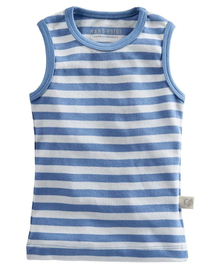 Baby und Kinder Unterhemd Bio-Baumwolle blau-off white Gr.98/104