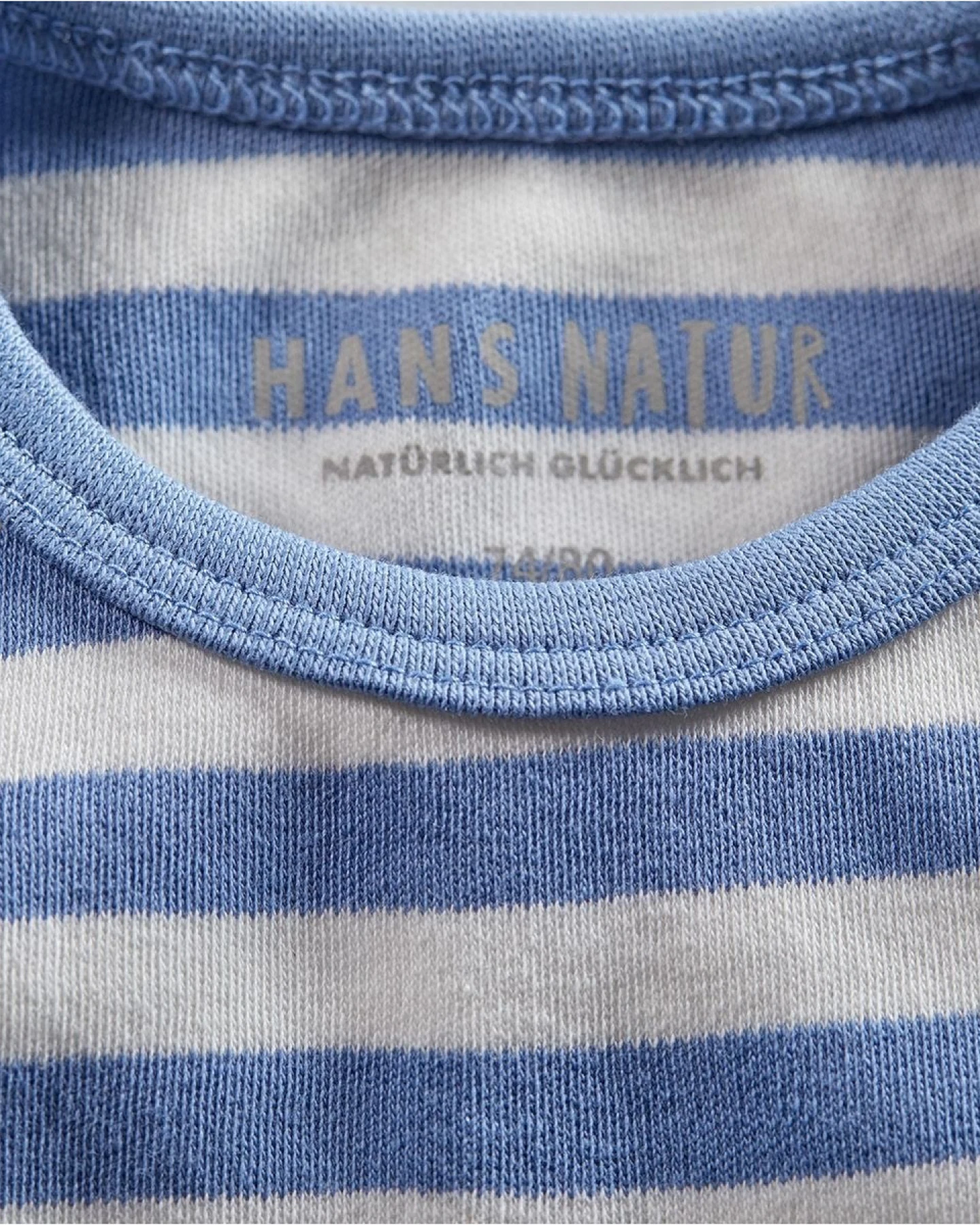 Baby und Kinder Unterhemd Bio-Baumwolle blau-off white Gr.98/104 – Ansicht 2