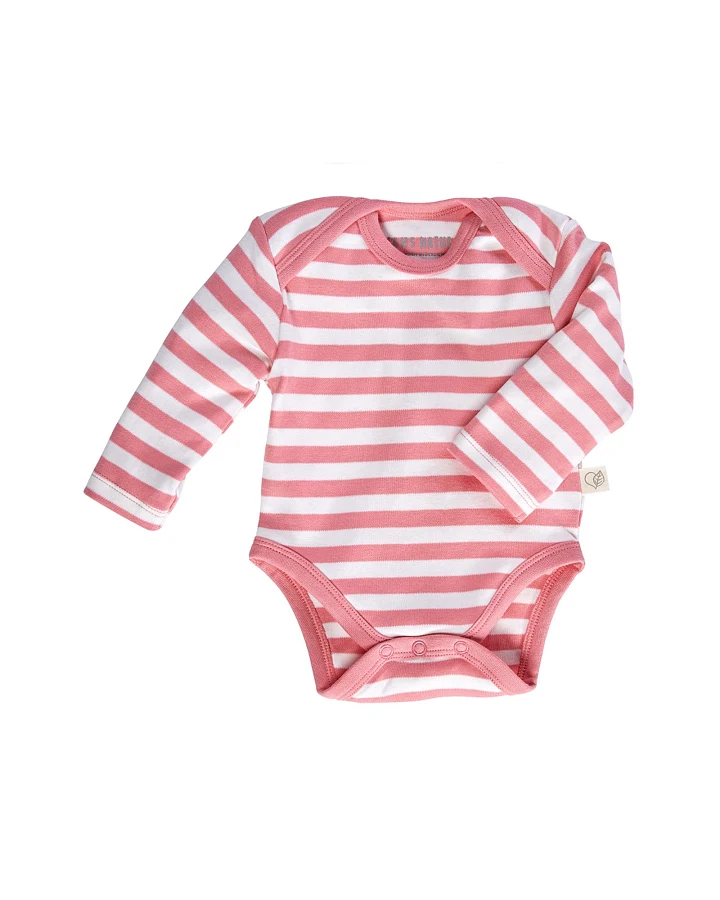 Baby Langarmbody Bio-Baumwolle rosa-off white Gr.74/80
