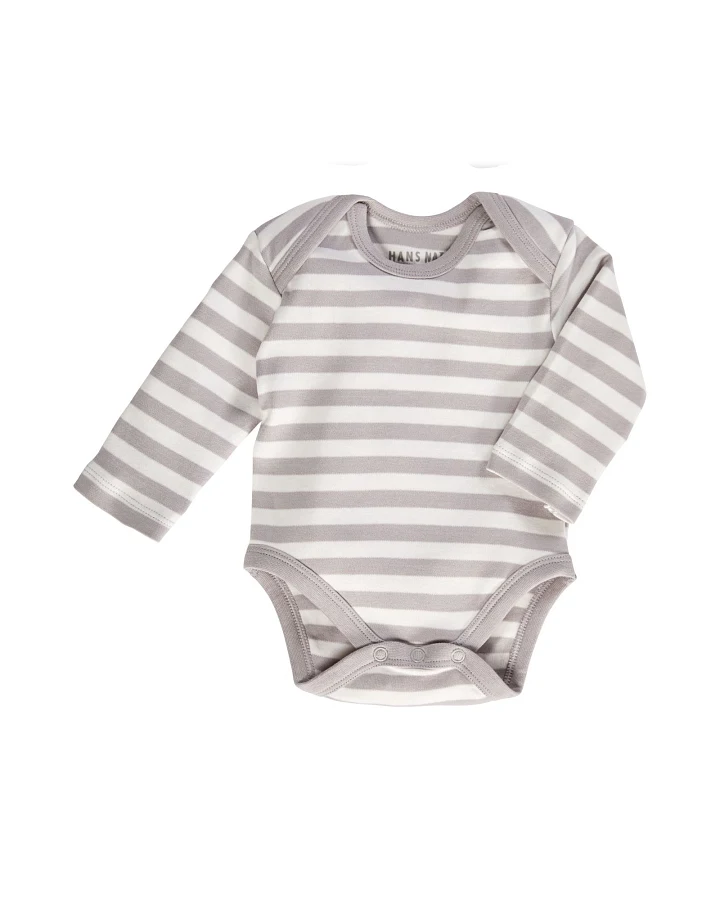 Baby Langarmbody Bio-Baumwolle grau-off white Gr.74/80