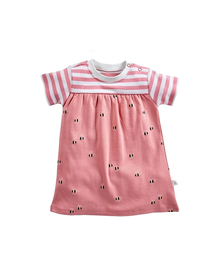 Baby Kleid Kurzarm Bio-Baumwolle Biene rosa Gr.50/56