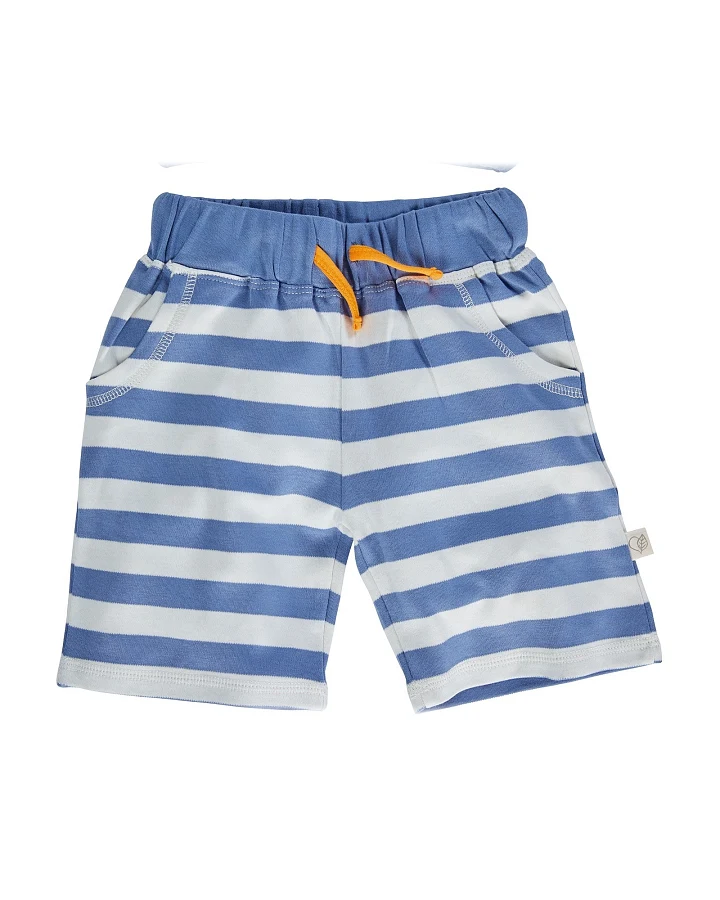 Kinder Shorts Bio-Baumwolle blau-off white Gr.98/104