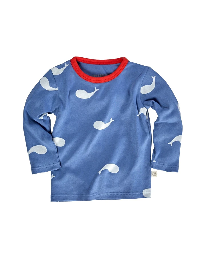 Kinder Langarmshirt Bio-Baumwolle Wal blau Gr.122/128
