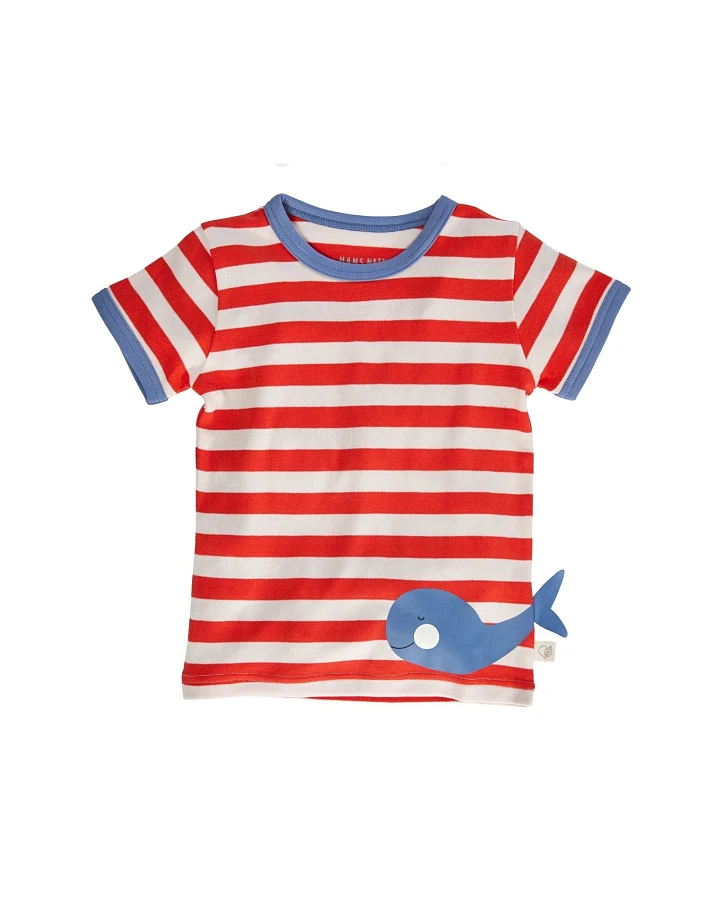 Kinder T-Shirt Bio-Baumwolle Wal rot-off white Gr.86/92