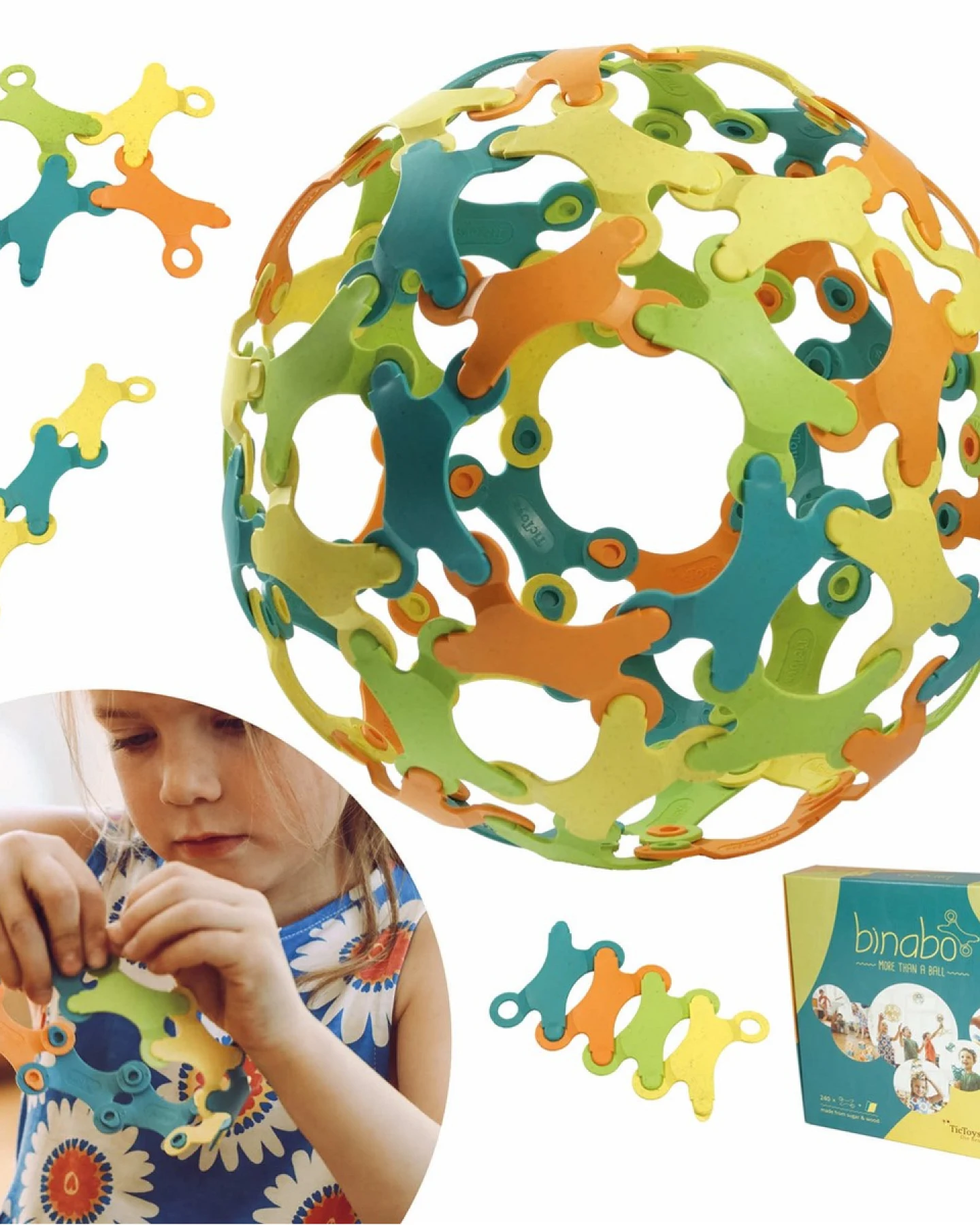 Binabo Konstruktionsspiel aus Biokunststoff 240 Stück, ab 4 Jahre, 23 cm x 26 cm x 5 cm – Ansicht 2