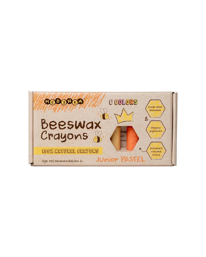 Bienen Wachsmalstifte Junior, 6 extra dicke Stifte Maße Stift 6 cm, Durchmesser 2 cm