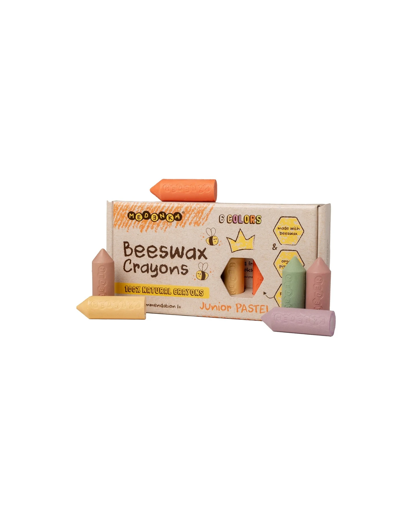 Bienen Wachsmalstifte Junior, 6 extra dicke Stifte Maße Stift 6 cm, Durchmesser 2 cm – Ansicht 2
