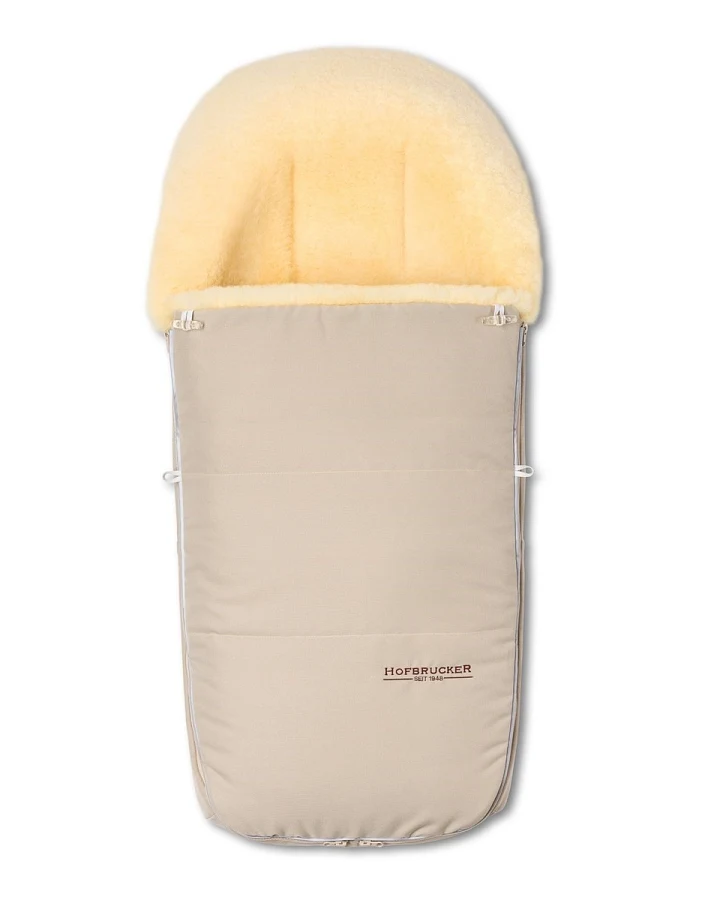 Hofbrucker Fußsack Kinderwagen Lammfell "Polaris" beige Maße: 105 x 40 x 10 cm