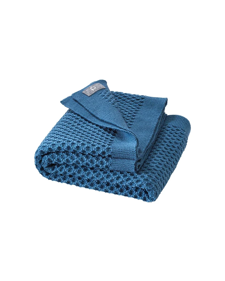 Produktseite: Disana Babydecke Wabenstrick Bio-Merinowolle taubenblau Maße 80 x 100 cm
