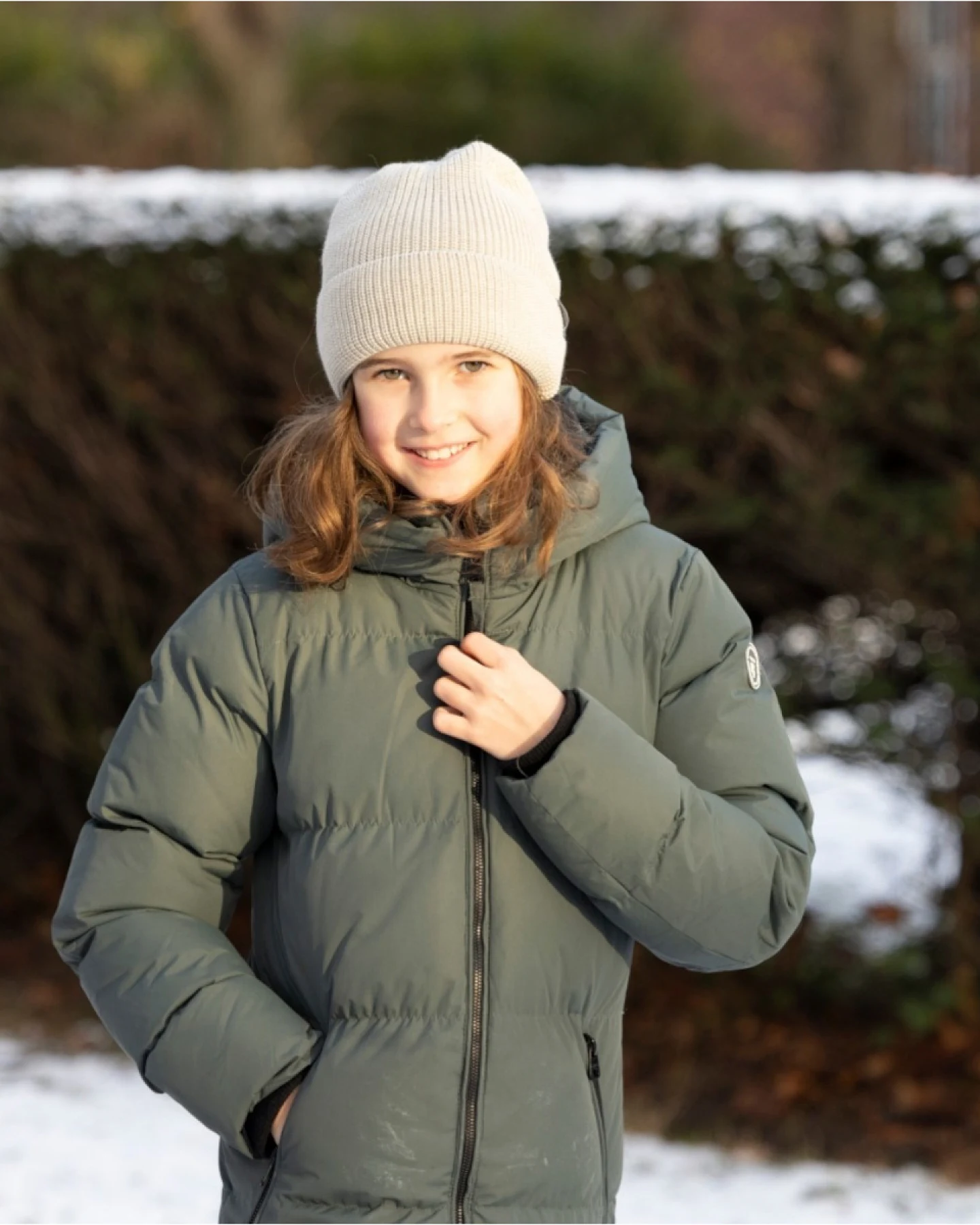 Pickapooh Mütze Wolle Seide Strick melange-natur Gr.2 (56-62cm) – Ansicht 2