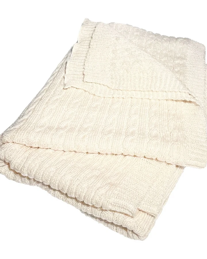Babydecke Bio-Merinowolle Zopfstrick natur Maße 80 x 100 cm