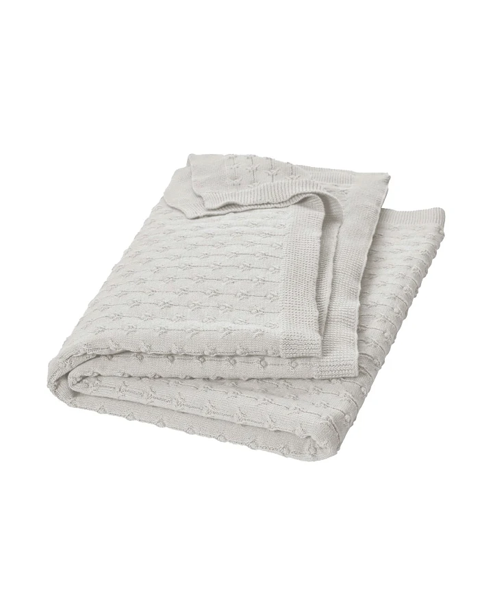 Babydecke Bio-Merinowolle Pointelle grau Maße 80 x 100 cm