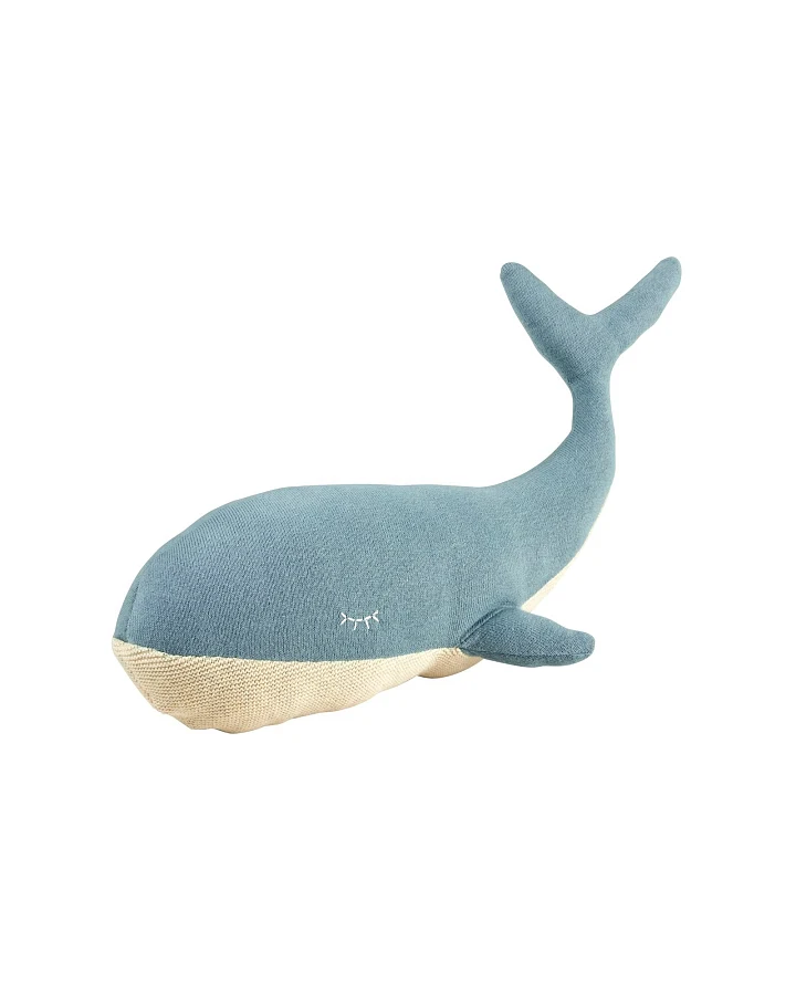 Kuscheltier Wal Bio-Baumwolle graublau Maße 45 x 15 cm