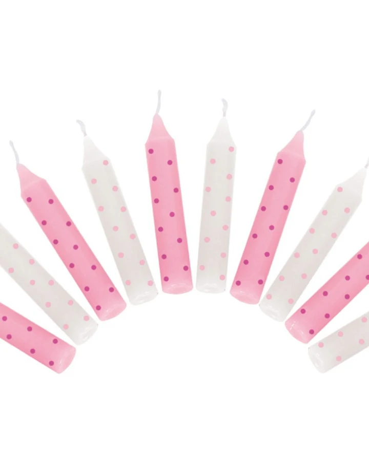 goki Geburtstagskerzen-Set 10 Stück rosa Höhe 10 cm, Durchmesser 13 mm