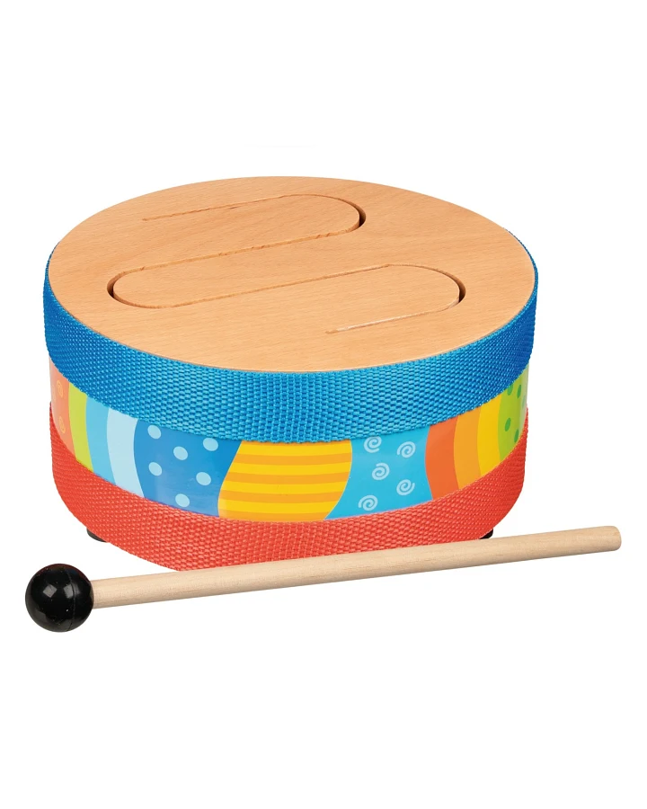 goki Kinder Trommel aus Holz und Metall Maße 9,5 cm hoch, Durchmesser 18 cm