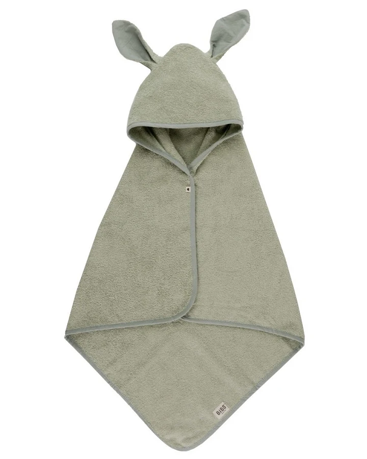 BIBS Baby Kapuzenhandtuch Kangaroo Bio-Baumwolle - Sage Maße 66 x 66 cm
