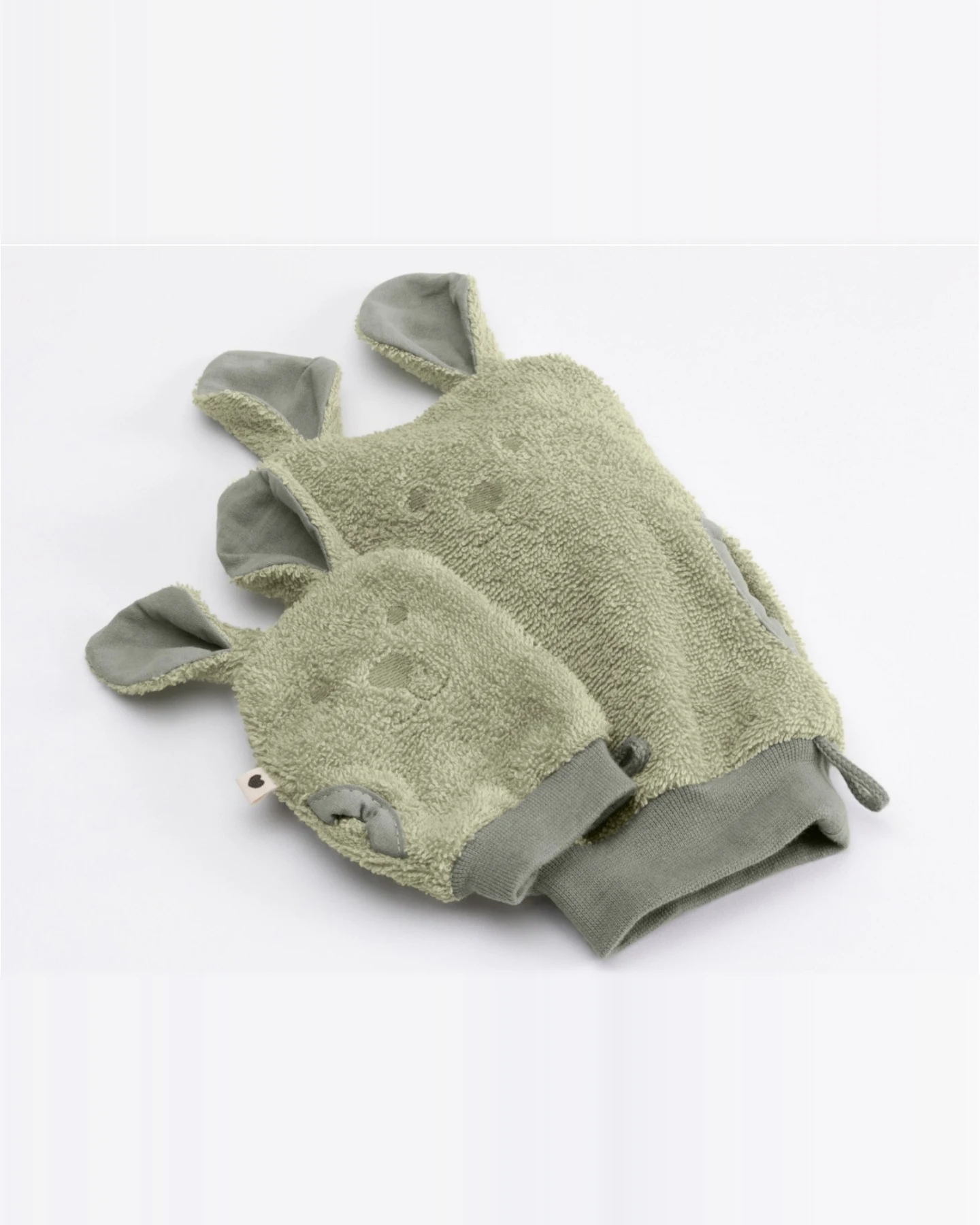 BIBS Kinder Waschlappen Kangaroo aus Bio-Baumwolle 2er Set - Sage Maße 17 x 14 cm und 10 x 8 cm – Ansicht 2