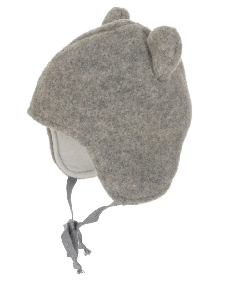 Pickapooh Baby und Kinder Mütze mit Öhrchen Bio-Merinowolle Fleece grau Gr. 44