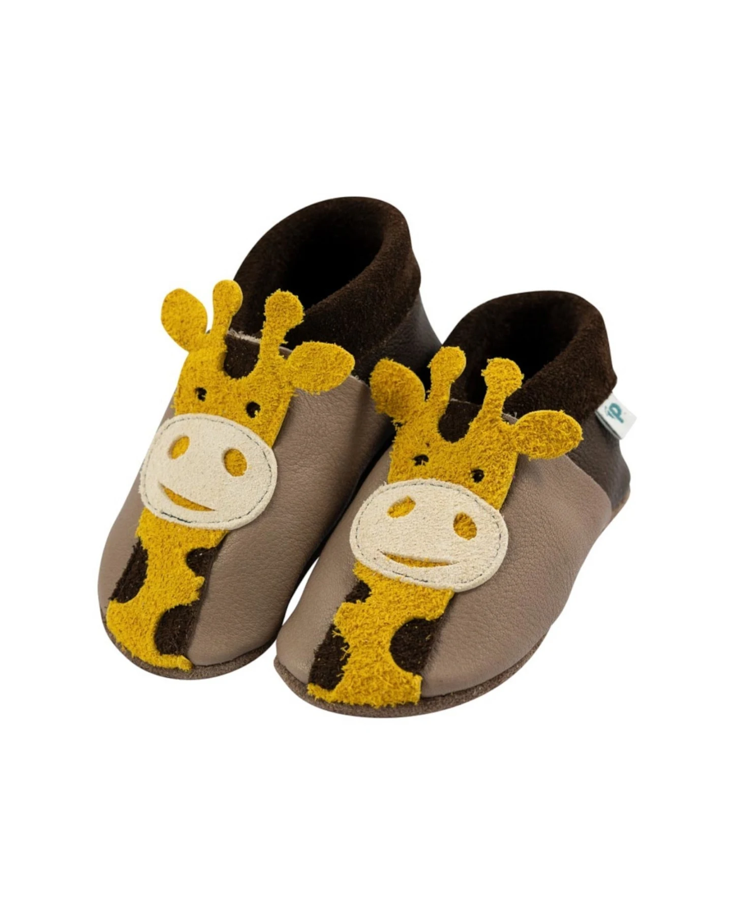 Baby und Kinder Hausschuhe Krabbelschuhe Ecopell Leder Giraffe taupe Gr. 26 – Ansicht 2