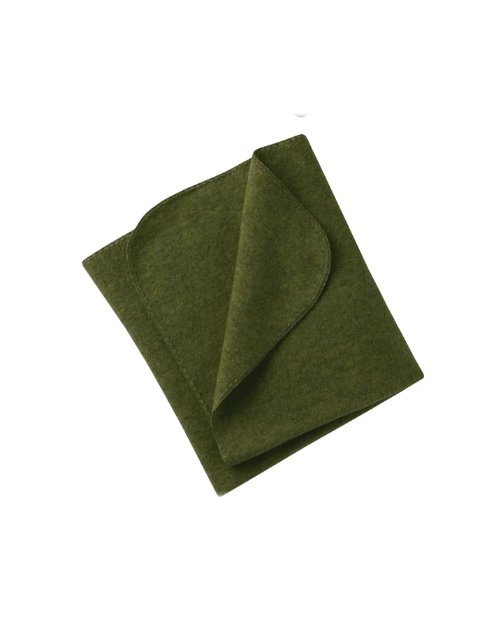 Produktseite: Engel Natur Babydecke mit Muschelkante Bio-Merinowolle Fleece melange schilf Maße 80 x 100 cm